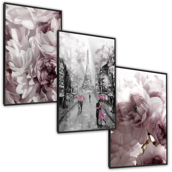 ZESTAW 3X Plakat Róże Piwonie 30x40cm