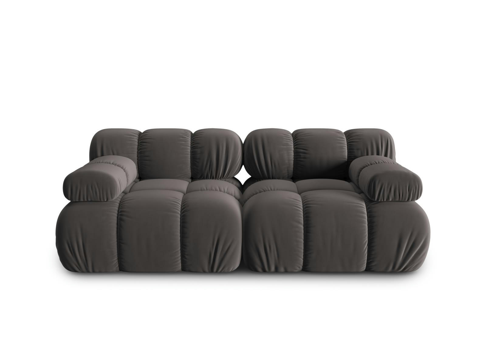 BELLIS - Canapé modulable 2 places en tissu velours gris foncé