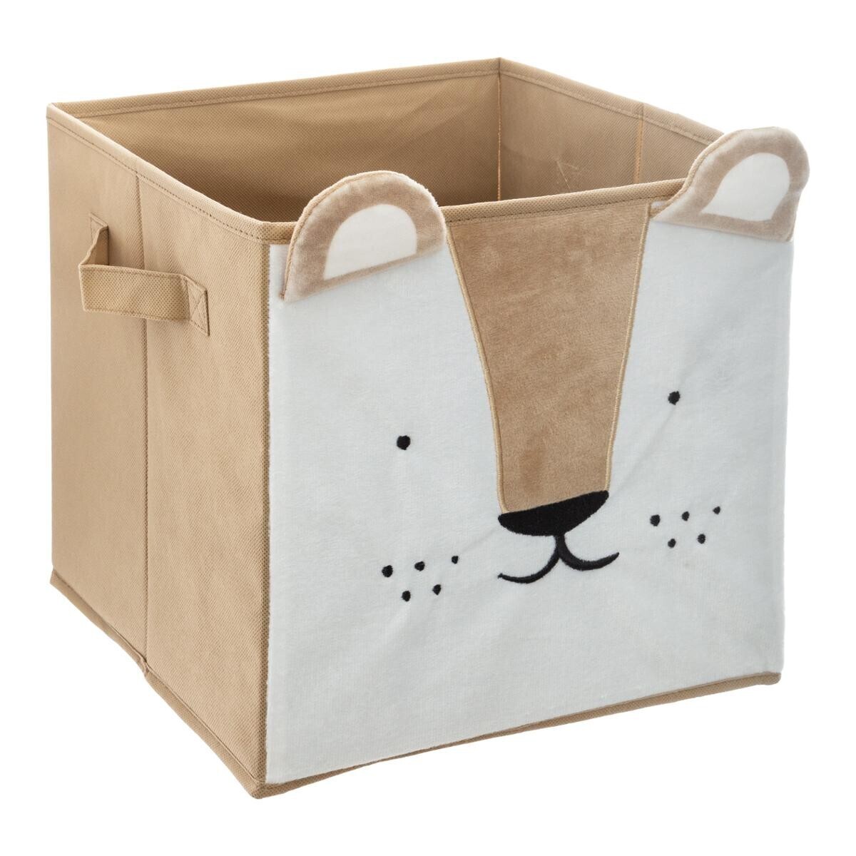 Storage bin "Lion" Yellow velvet, 29x29 cm