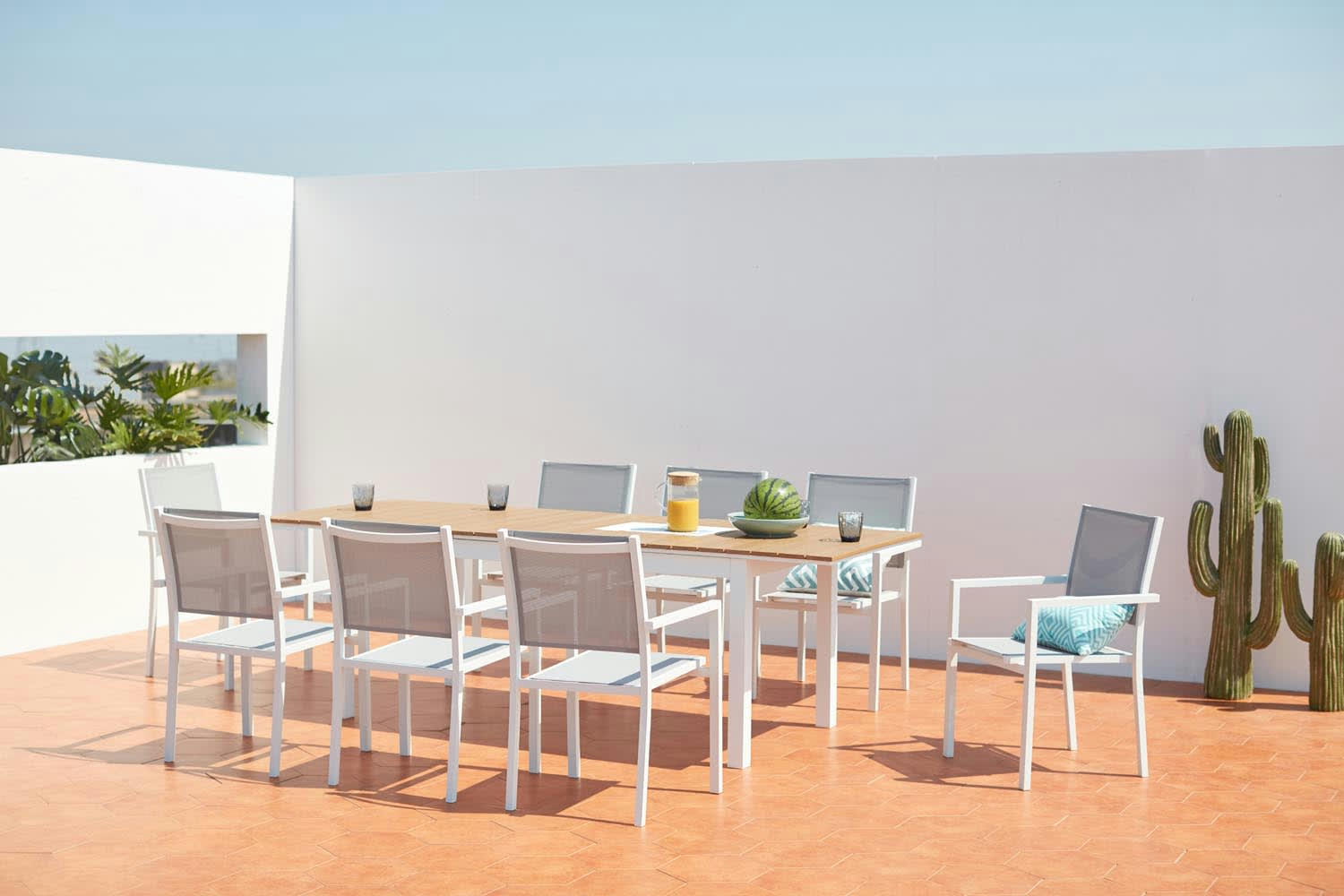 MADEIRA - Salon de jardin repas 8 places en aluminium