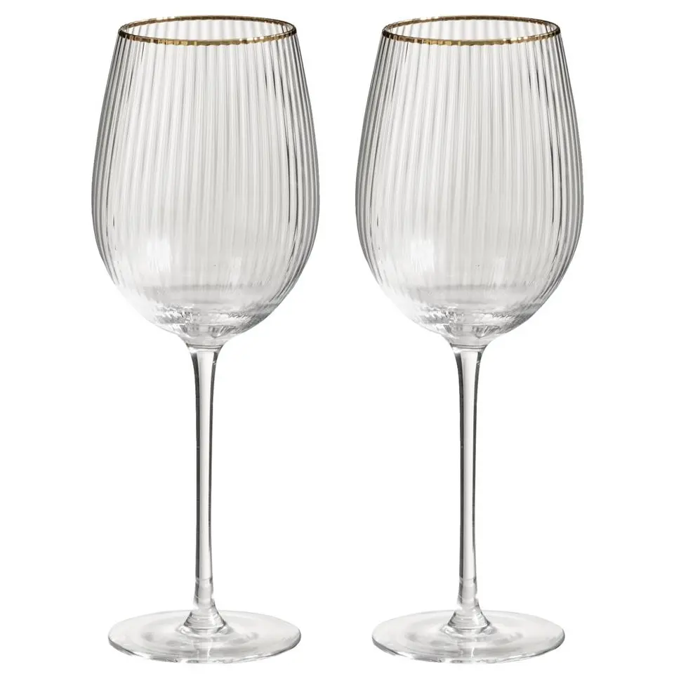 Wijnglazen Camille - transparant/goudkleur - 570 ml - 2 stuks