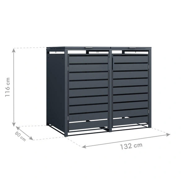 Mülltonnenbox »Moderna«, BxHxT: 139 x 135 x 83 cm, für 2 x 240 L Mülltonnen, Stahl