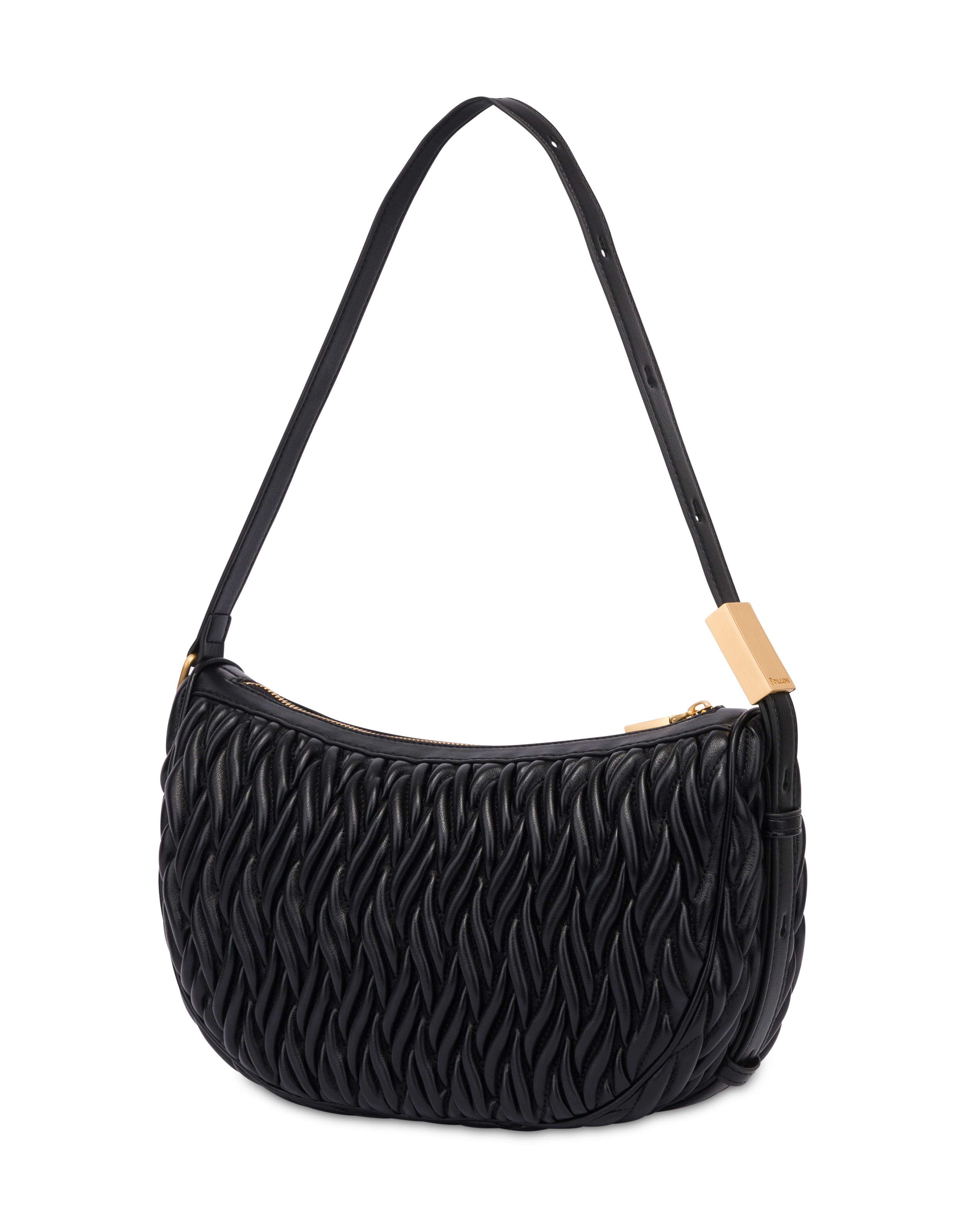 Borsa A Spalla Alba In Quilted Pu E Soft Pu Nero/nero