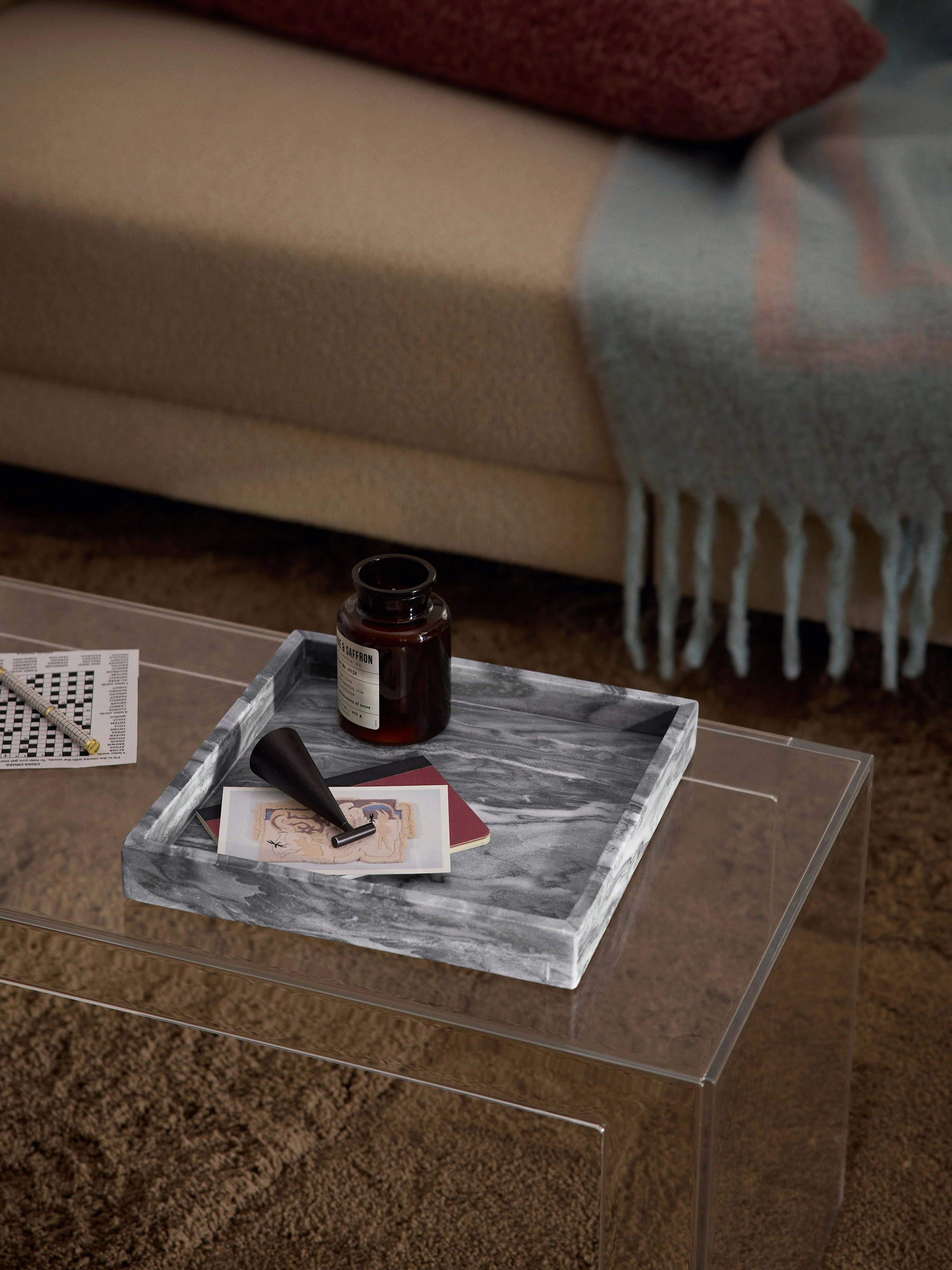 Deko-Tablett Venice aus Marmor