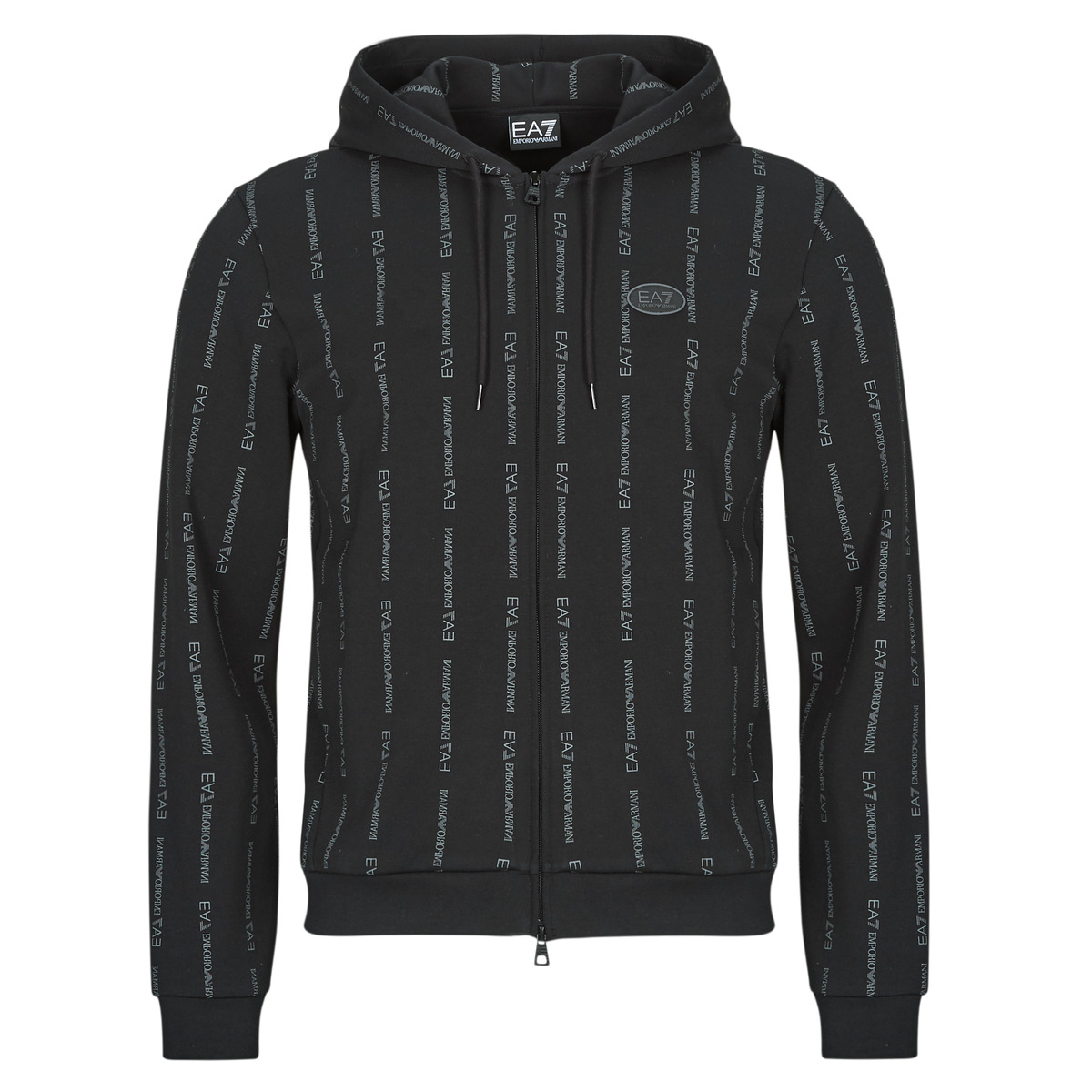Emporio Armani EA7 - TRAIN GRAPHIC SERIES M HOODIE FZ COPL MONOGRAM PRINTED - Black