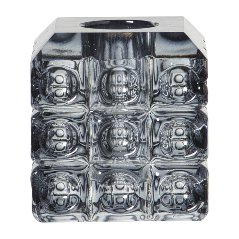 Kandelaar vierkant - grijs - 5.5x5.5x5.5 cm