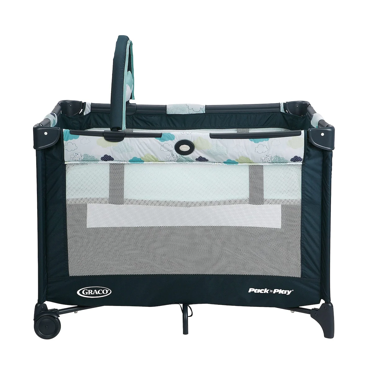 Pack and Play On the Go Playard Includes Full-Size Infant Bassinet,Push Button Compact Fold,39.5x28.25x29 Inch