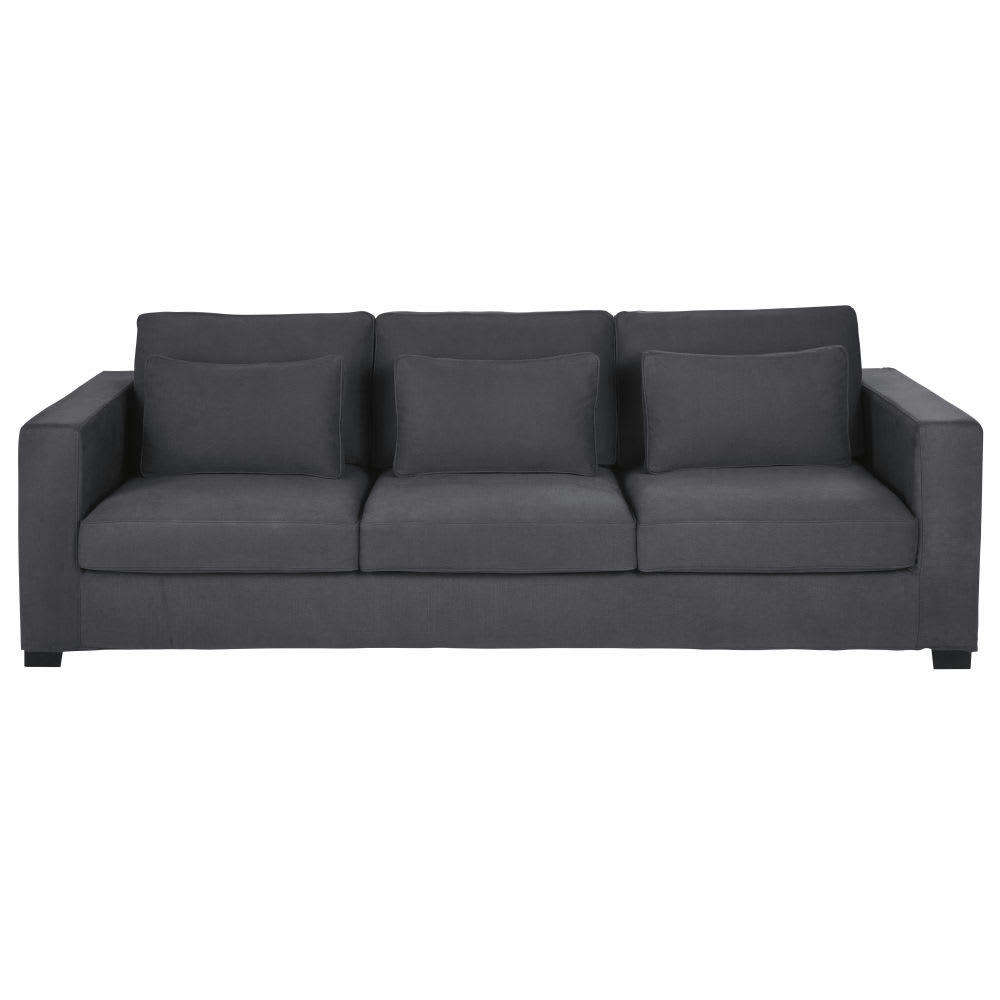 Milano - Canapé 3/4 places en coton et lin gris ardoise