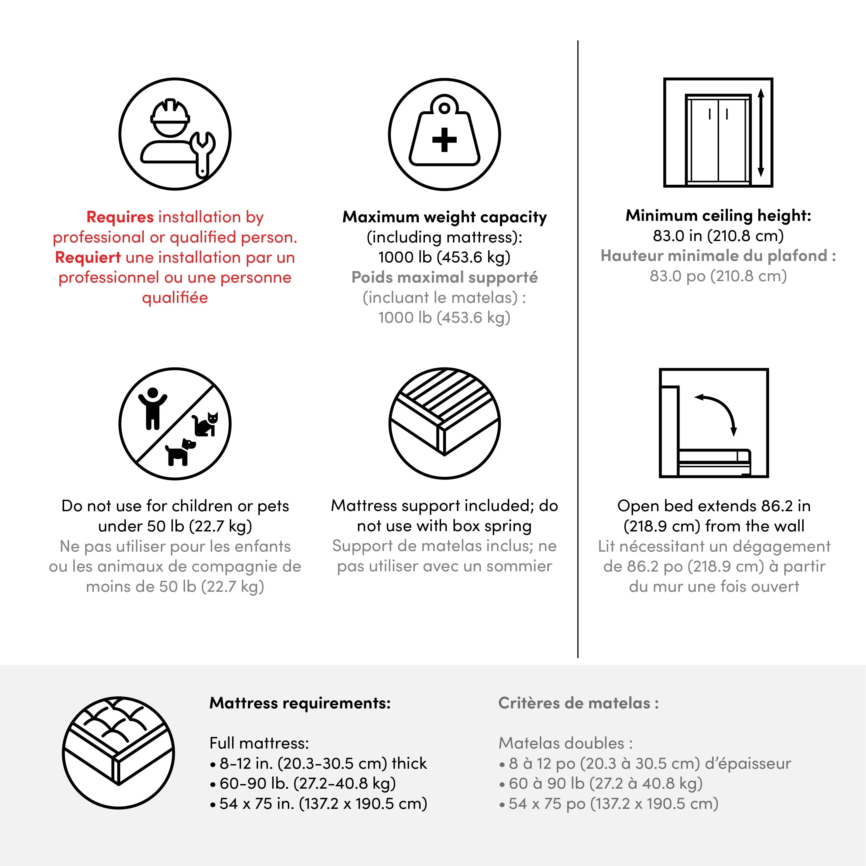 Claremont 59W Space-Saving Full Size Murphy Bed by Bestar