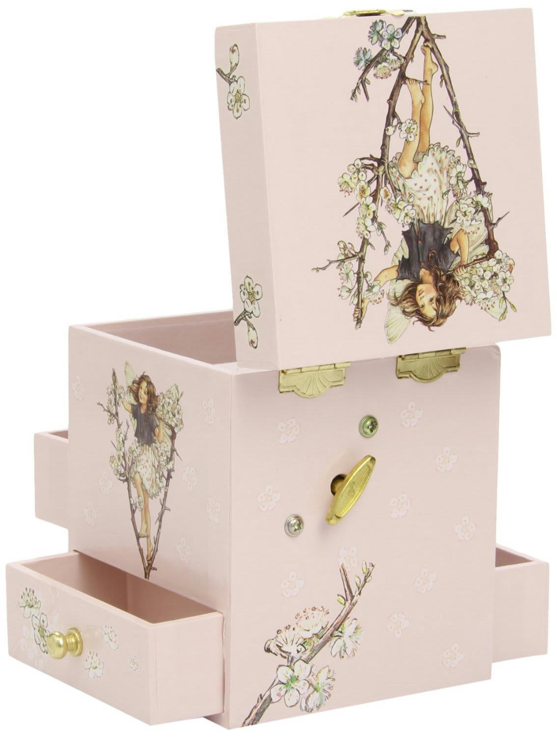 FÉE - Boîte à musique fée cerisier rose 13,5x10x10cm