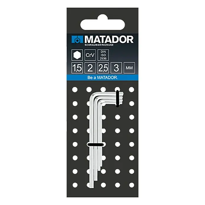 UNBRAKONØKKEL MATADOR 4-DELER 1,5/2/2,5/3MM