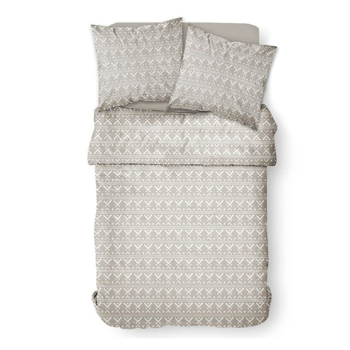 SUNSHINE - Parure de lit 2 personnes imprimé en Coton Gris 240x260 cm