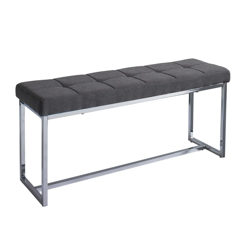 Porch & Den Kennedy Modern Fabric Bench with Chrome Base