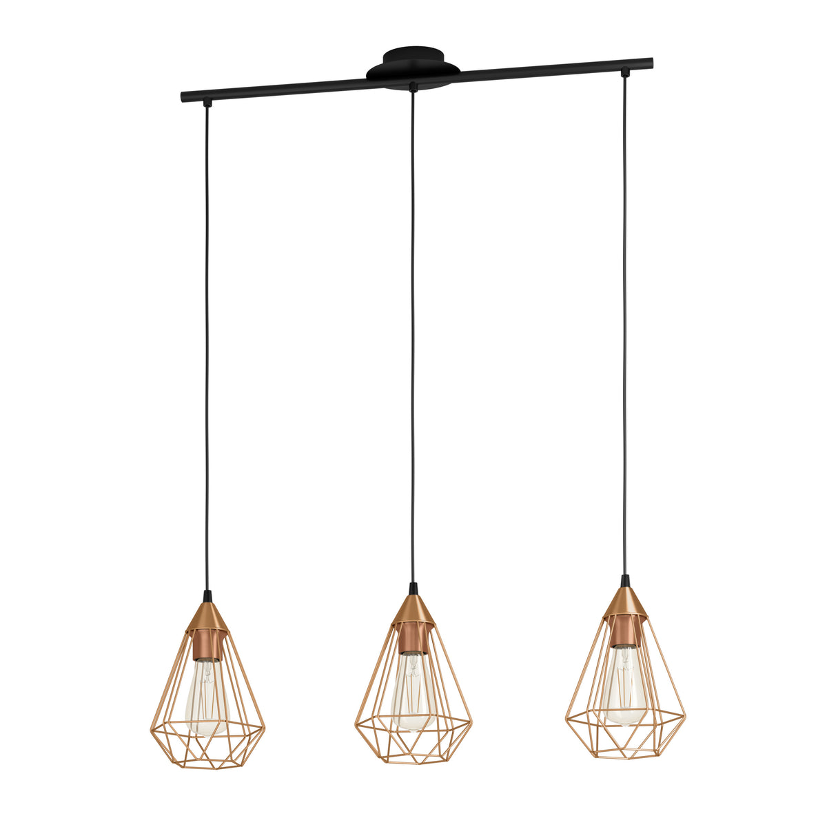 EGLO hanglamp Tarbes - e27 - 79 cm - zwart/koper