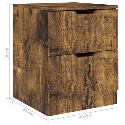 NNEVL Bedside Cabinet Smoked Oak 40x40x50 cm Chipboard