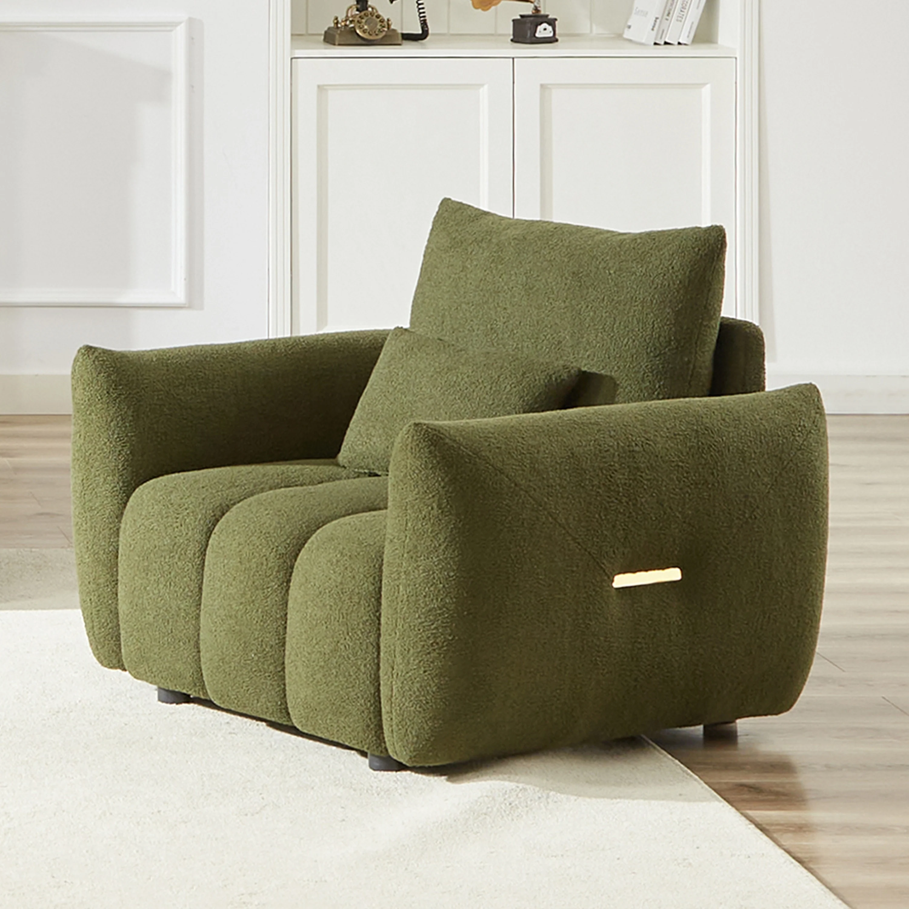 Green 39.7'' Fabric 1-Seater Sofa with Soft Foam Cushions
