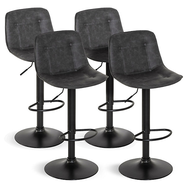 Lot de 4 tabourets de bar DENVER gris vintage