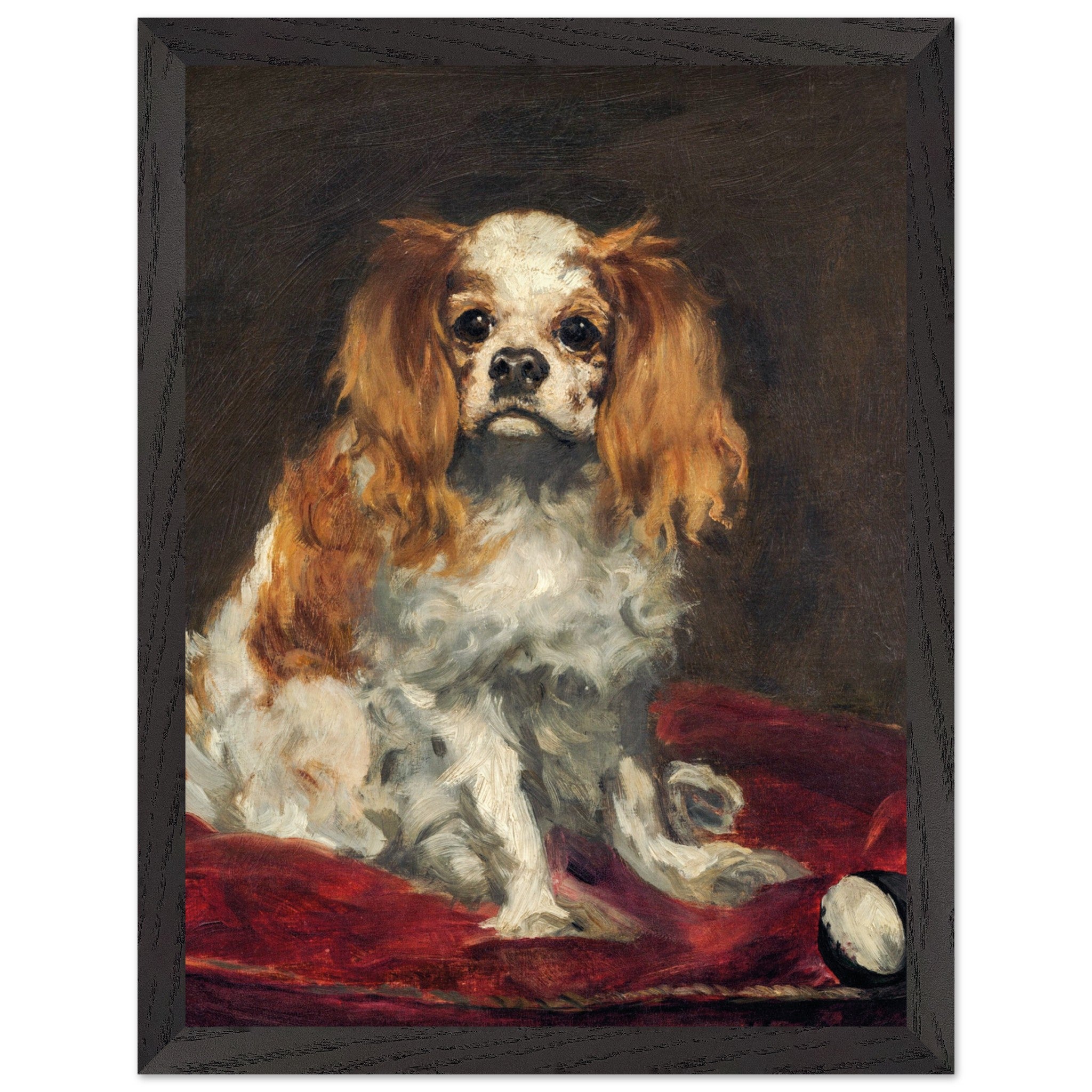Artfulprints Poster met Lijst Edouard Manet - A King Charles Spaniel  - 30x40 cm - Bruin