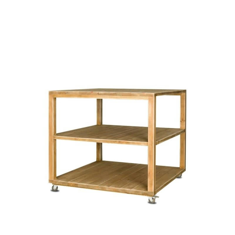 - Comptoir ilot sur roulettes bois massif