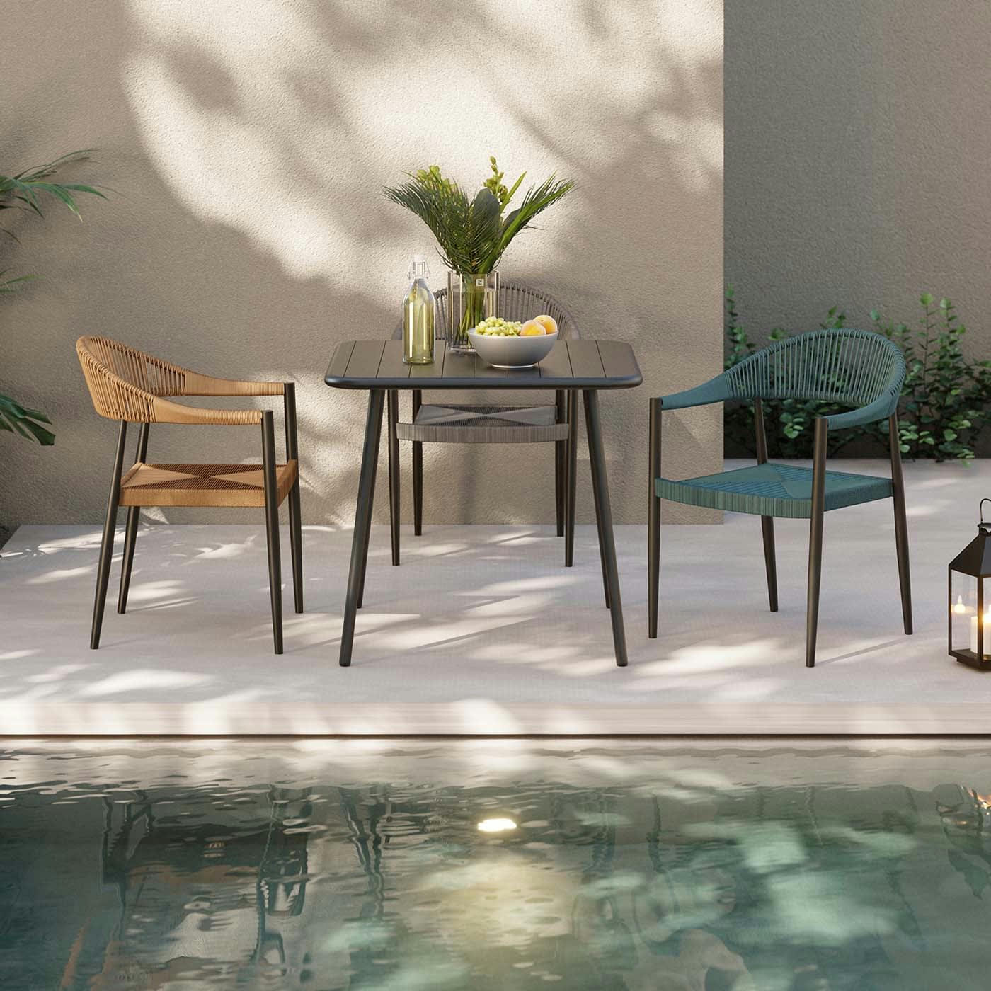 PALMA - Chaise de jardin avec accoudoirs Palma nature Kare Design
