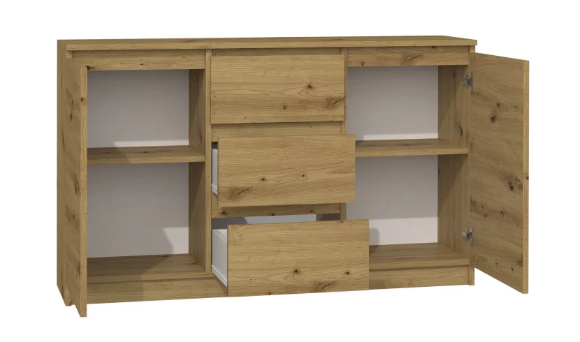 Komoda 2D3S 120 drzwi szuflady dąb artisan