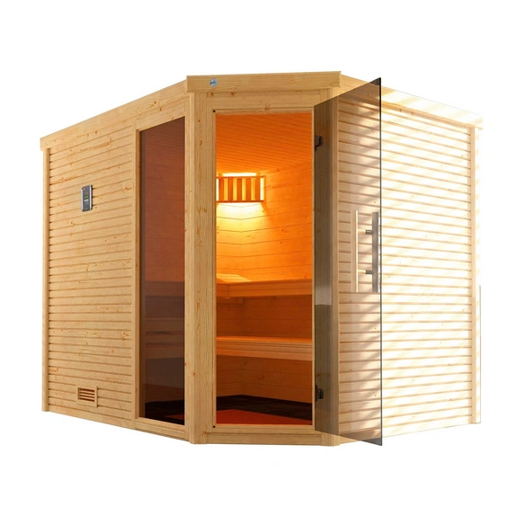 Massivholzsauna »CUBILIS«, BxHxT: 248 cm x 205 cm x 198 cm
