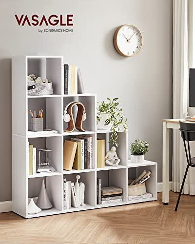 Regał na książki z 10 otwartymi kostkami, biały, 129,5 cm