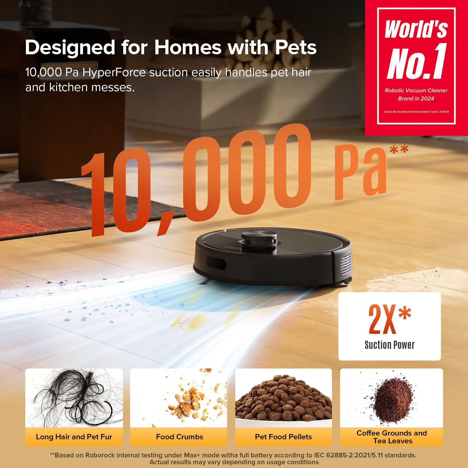 roborock Q7 M5 Robot Vacuum and Mop Combo, 10,000Pa HyperForce Suction, Robotic Vacuum Cleaner, Dual Anti-Tangle System, APP-Controlled Mopping, LiDAR Navigation, for Pet Hair and Carpet, Black