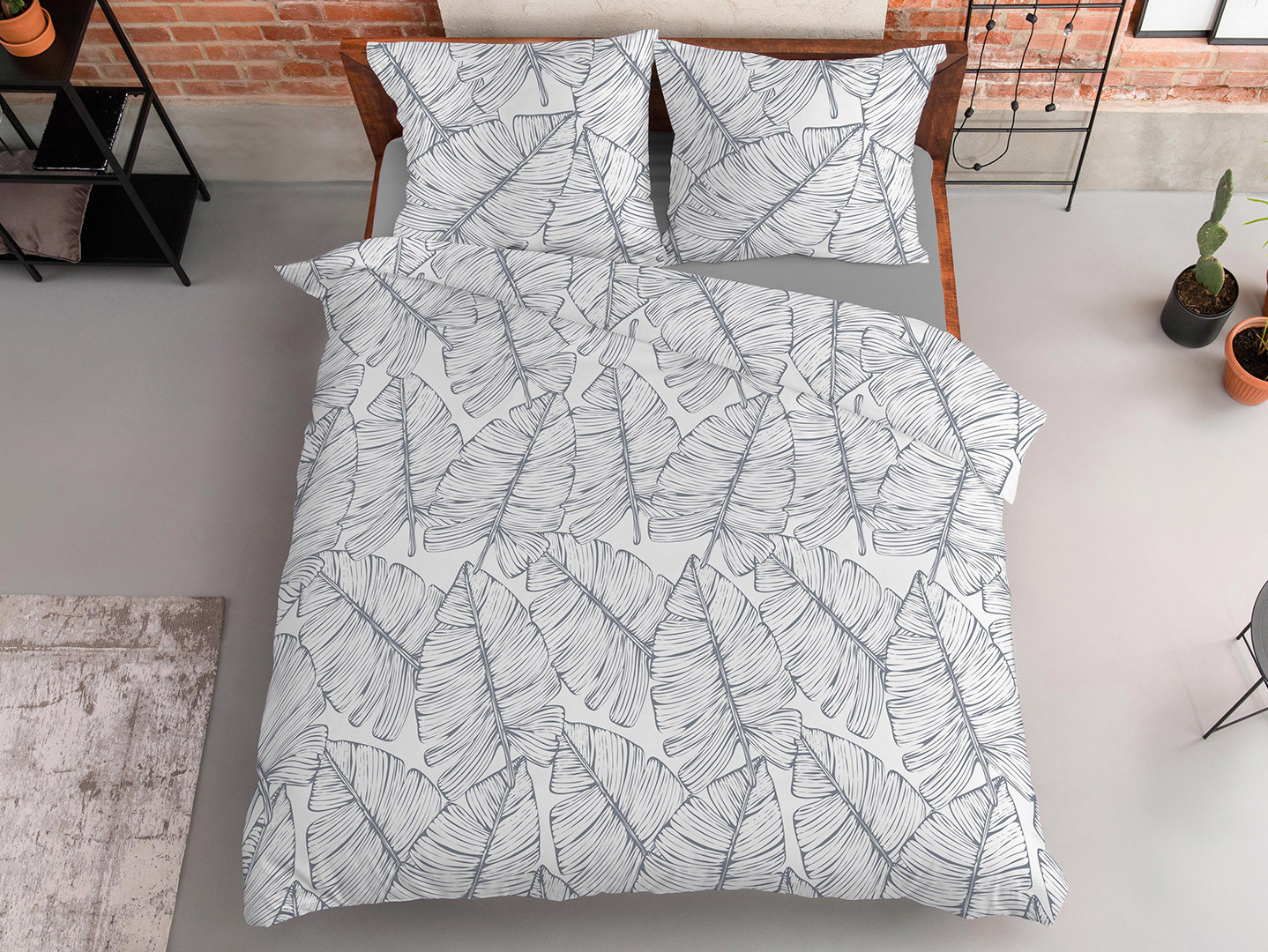 Komplet pościeli Monstera polycotton 160x200 cm   2x70x80 cm