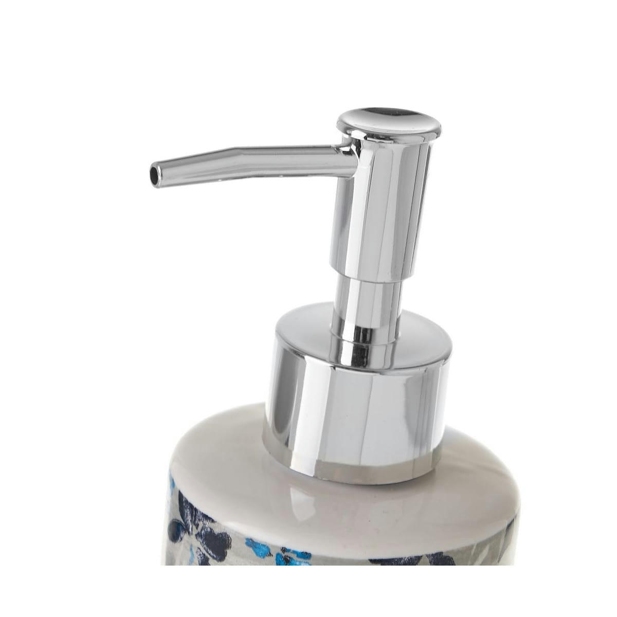 FLORAL - Set salle de bain blanc et bleu distributeur savon et verre