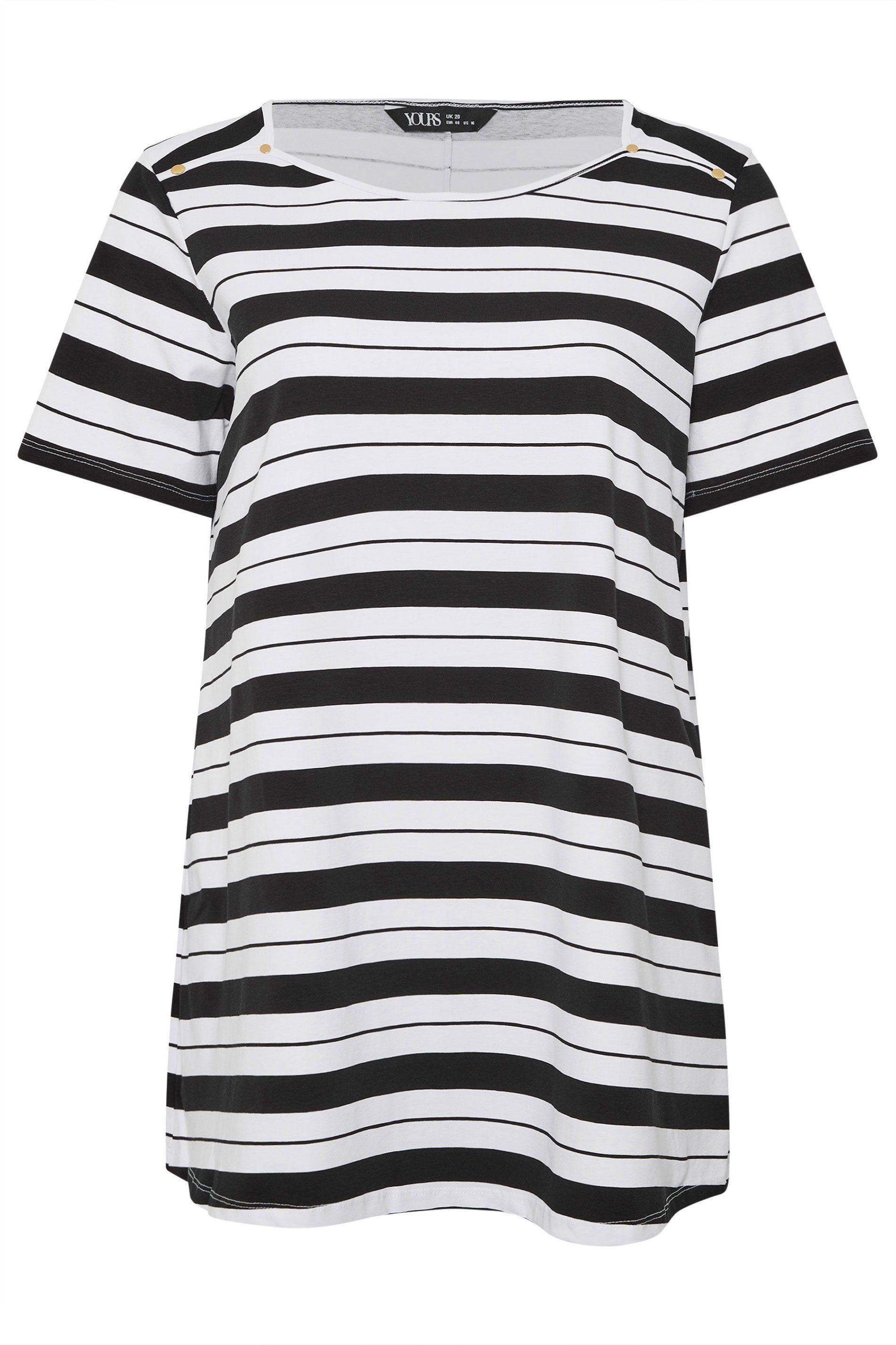 Yours Stripe Stud Detail T-Shirt