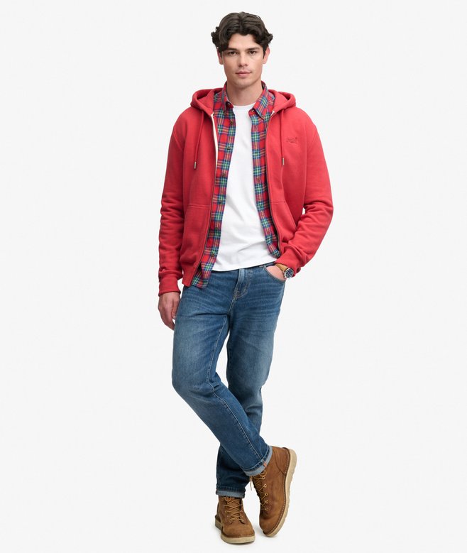 Essential Logo Half Brushed Zip Hoodie