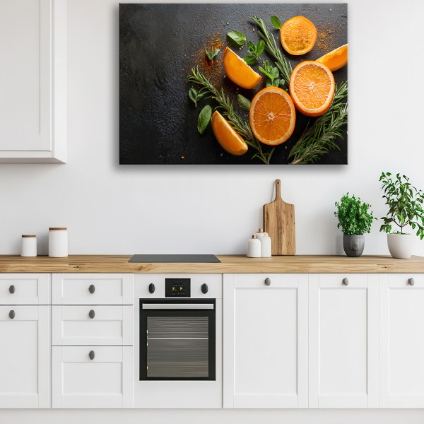 Feeby Obraz na płótnie, Pomarańcze Owoce Przyprawy Jedzenie do Kuchni 60x40