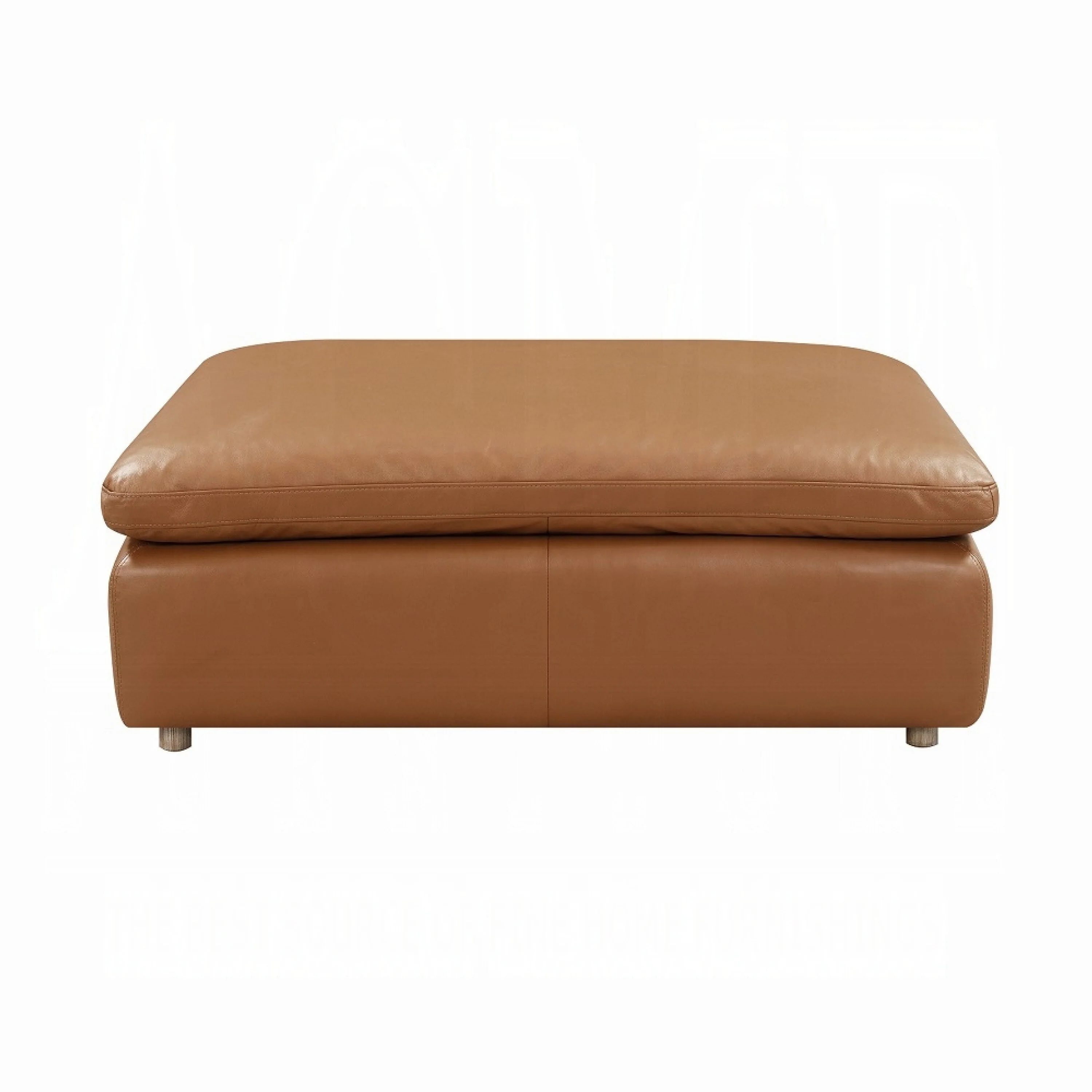 Ridaa Accent Ottoman, Plush Cushioned Brown Top Grain Leather, 52 Inch