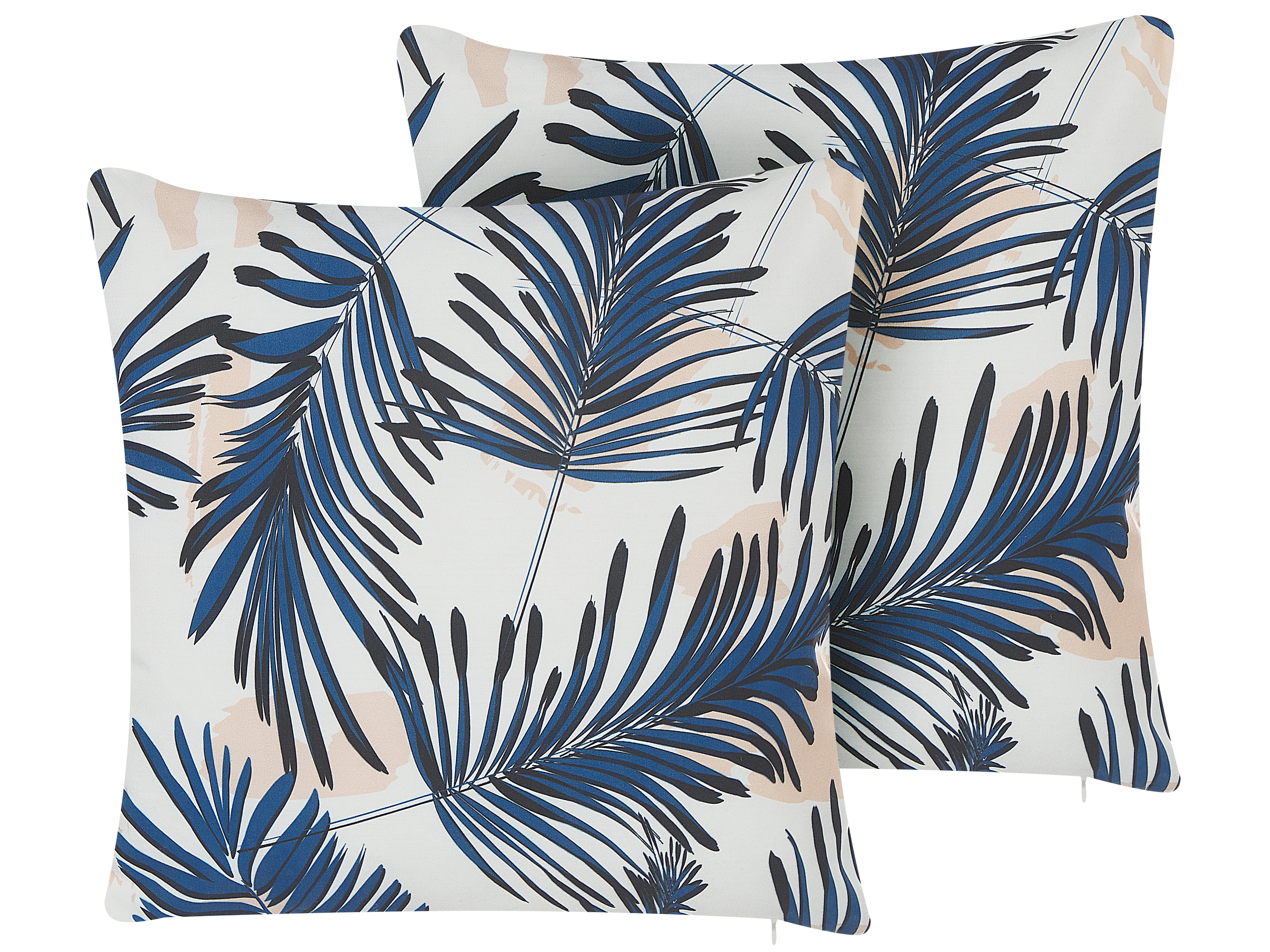 Set of 2 Outdoor Cushions ELATI Plant Pattern 45 x 45 cm Navy Blue