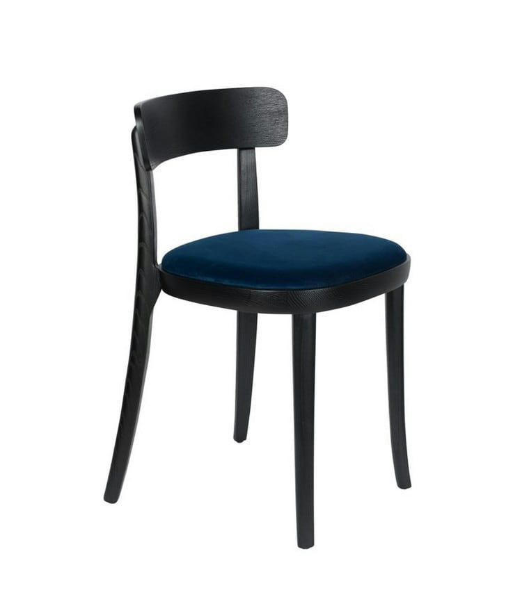 BRANDON - Chaise de repas  en velours bleu