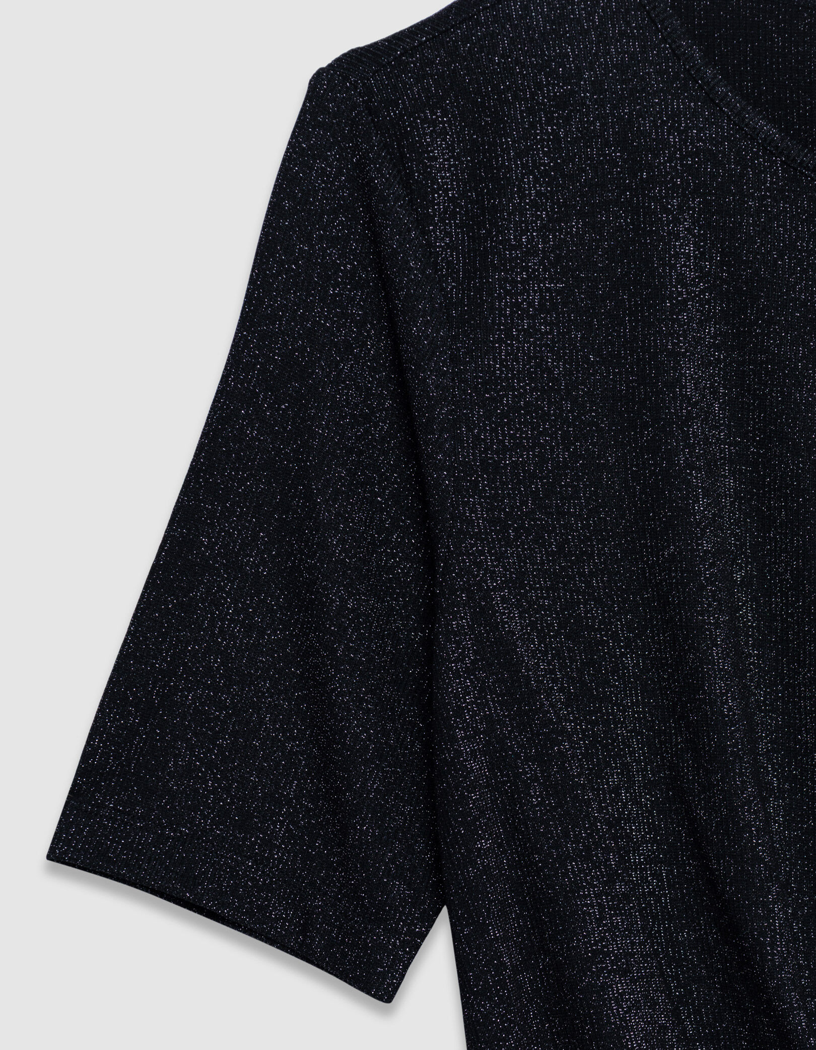 Tee-shirt noir pailleté effet drapé avec noeud Femme