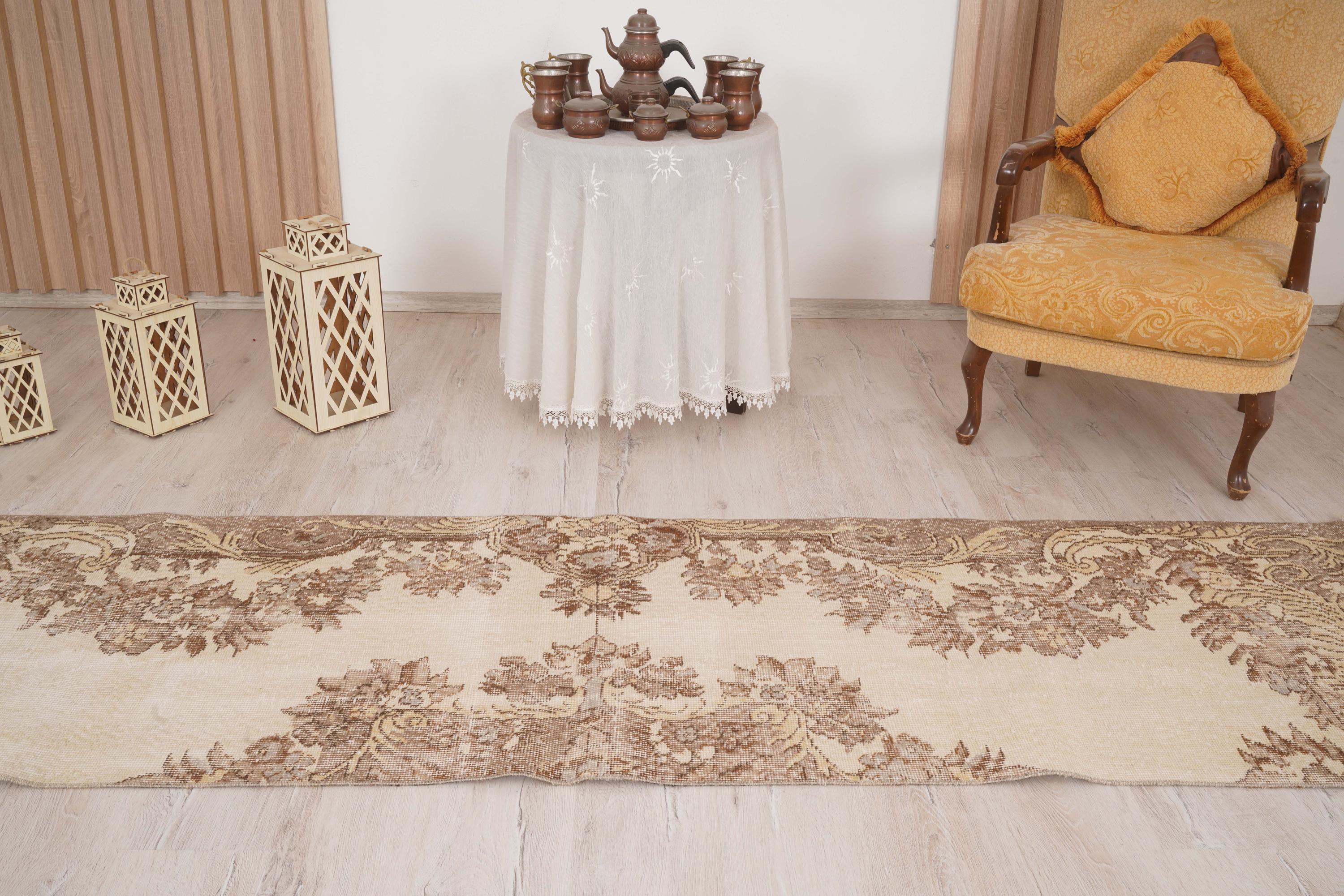 3x9 rug, faded rug, oushak runner, wool runner, hallway runner, oushak rug, 3x9 turkish runner, corridor rug, vintage rug, turkish rug,232