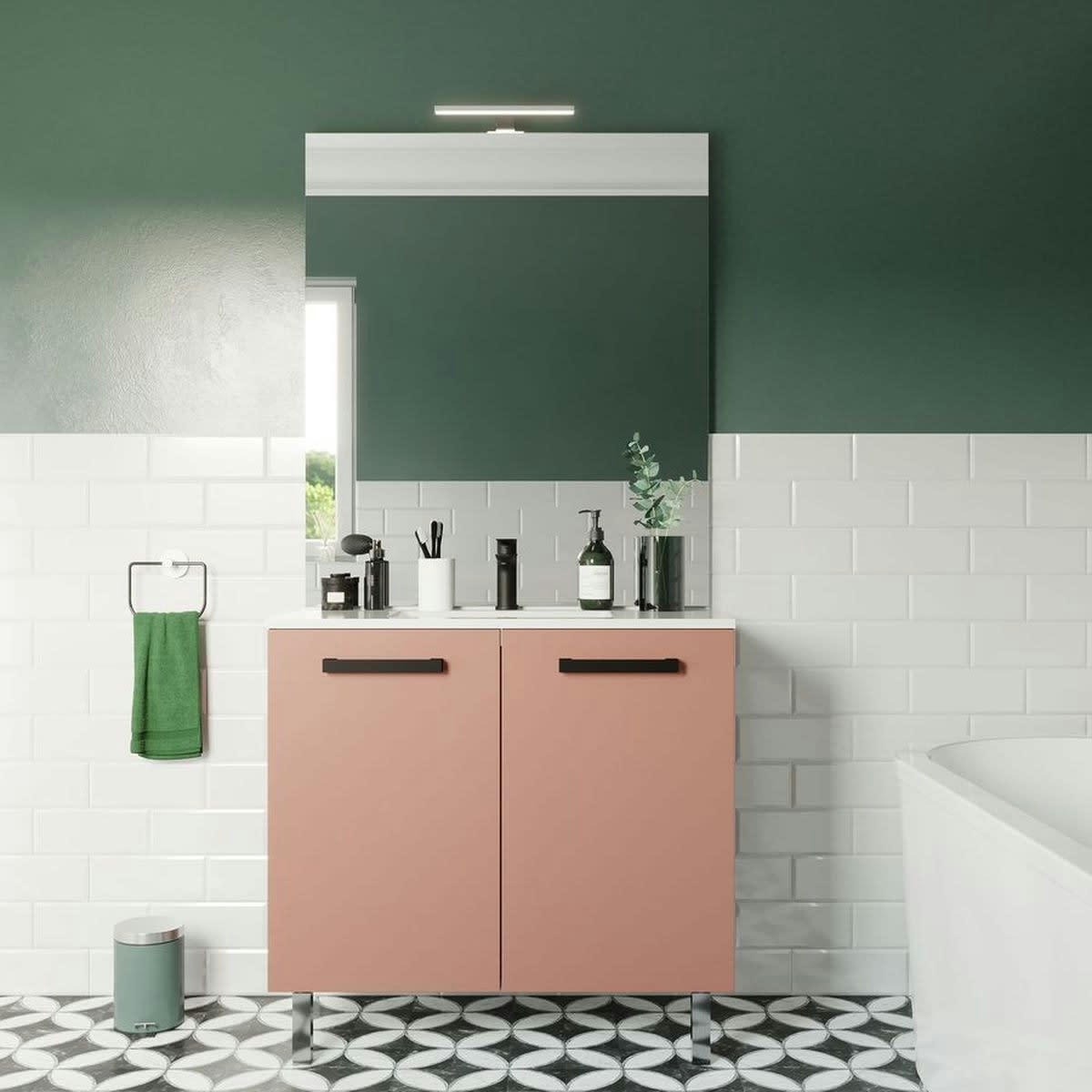 CHELSEA - Meuble salle de bain vasque intégrée 90cm 2 portes Abricot