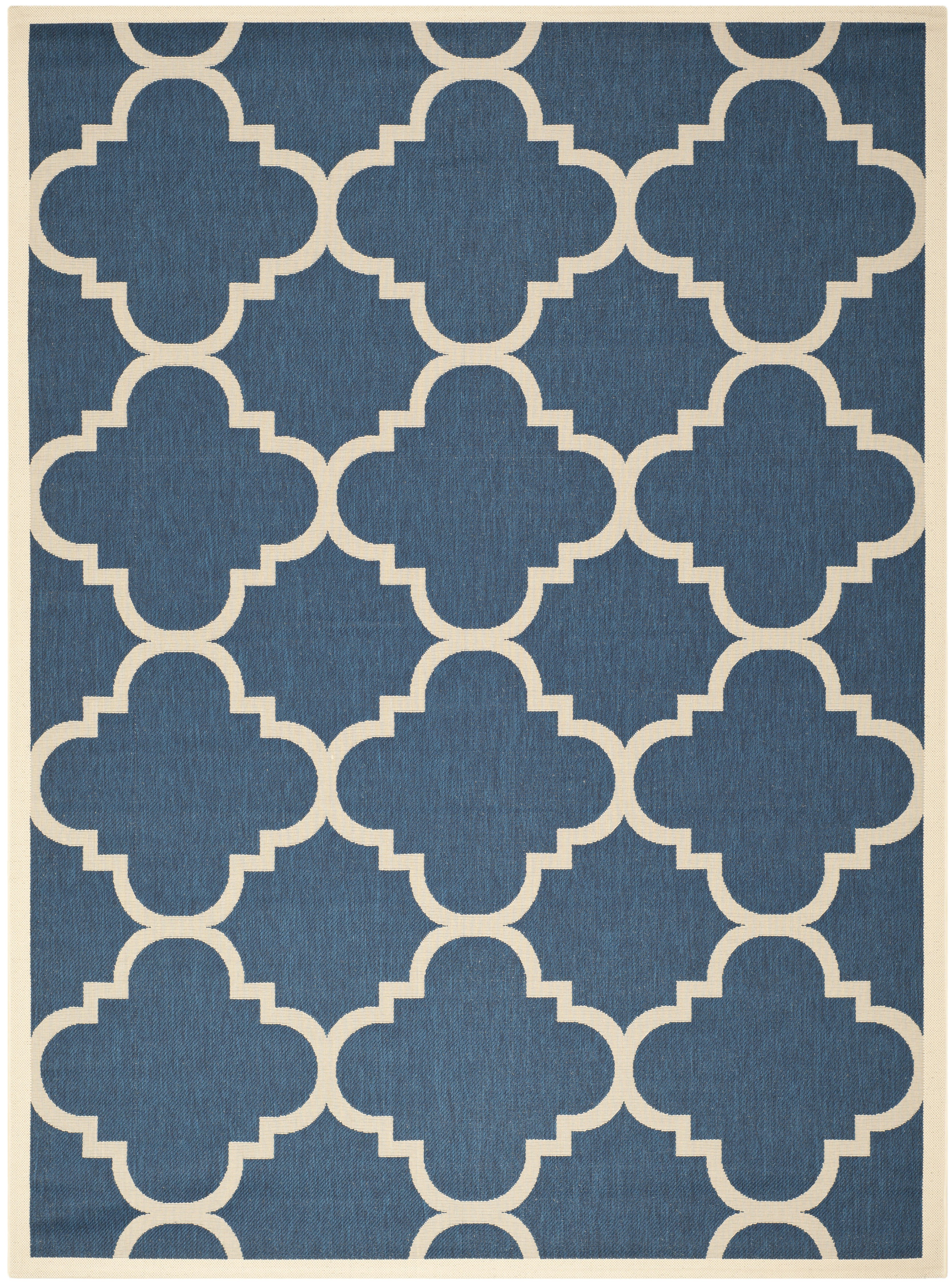 COURTYARD - Tapis interieur & exterieur en bleu marine & beige, 201 x 290 cm