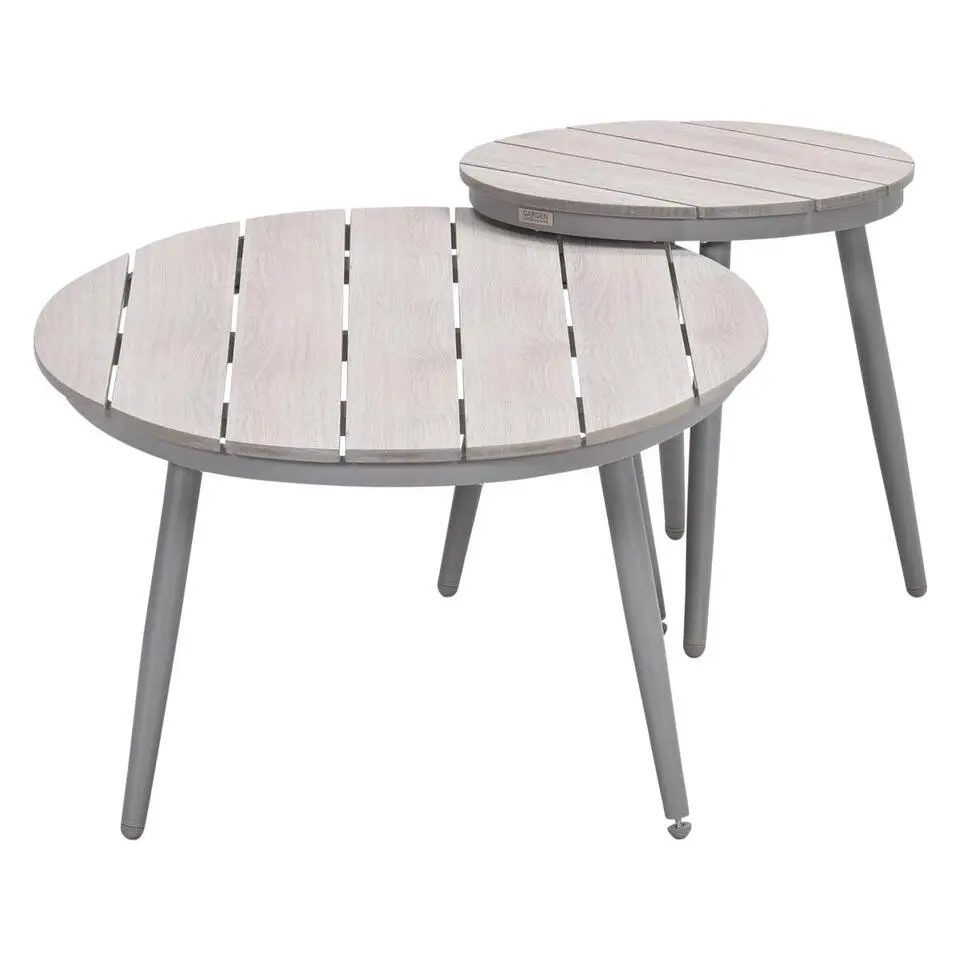 Garden Impressions Lucas bijzettafels taupe &Oslash;50 cm & 120x75 cm