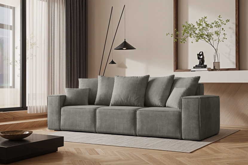 Sofa trzyosobowa z funkcją spania ELLA, tkanina Noel, Szary
