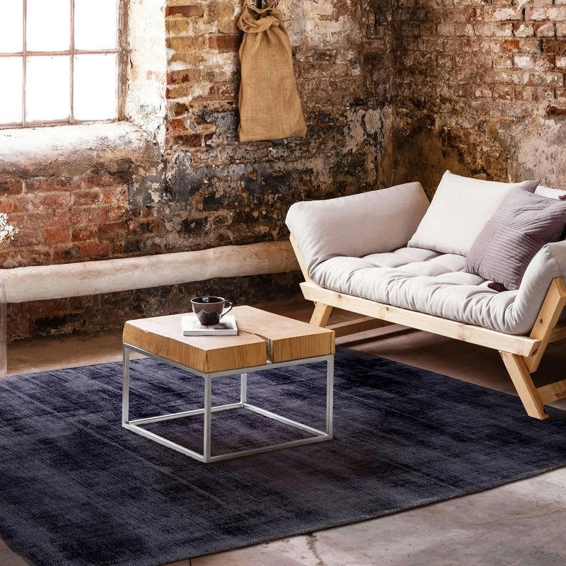 SANTAL - Tapis aspect velours bleu foncé 160x230