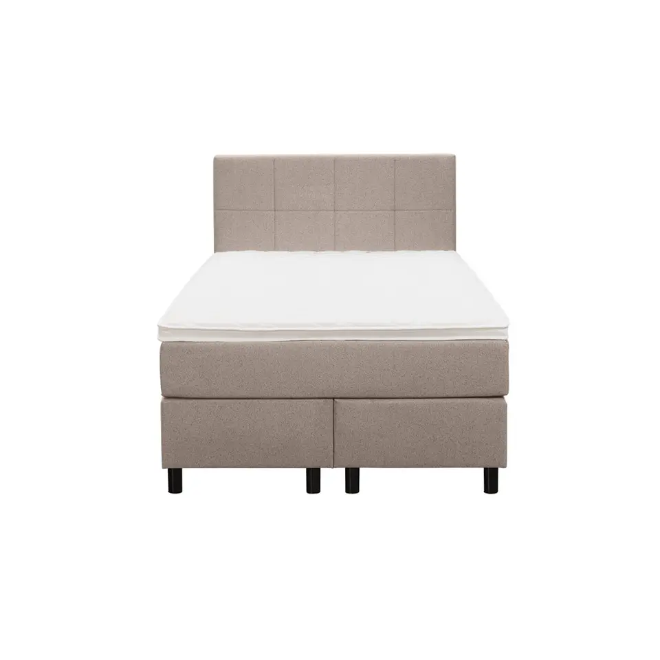 Boxspring Liv geblokt - beige - 120x200 cm - ronde poot