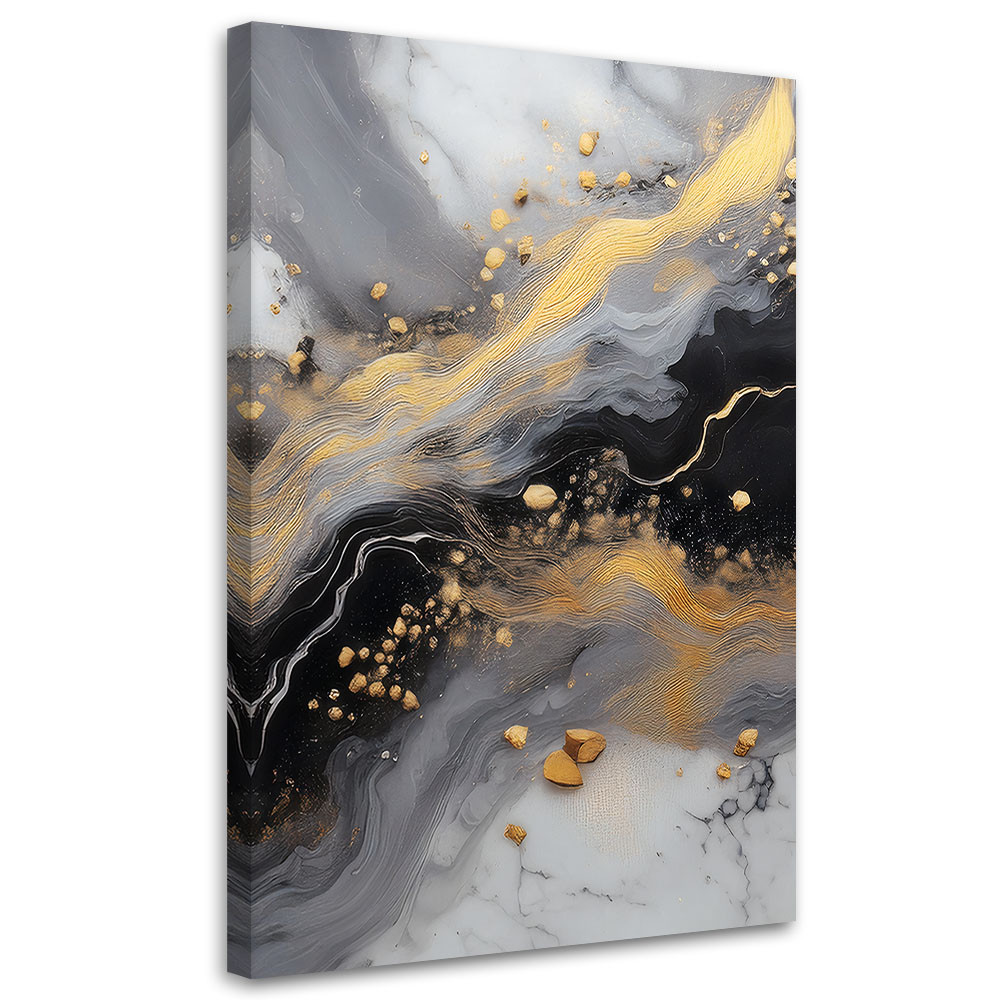 Feeby Obraz na płótnie, Abstrakcja Marmur Złoty Czarny 40x60