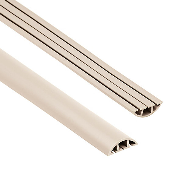 Bande de câble en PVC 10x80mm, 2m, cache-câble, semi-circulaire, beige