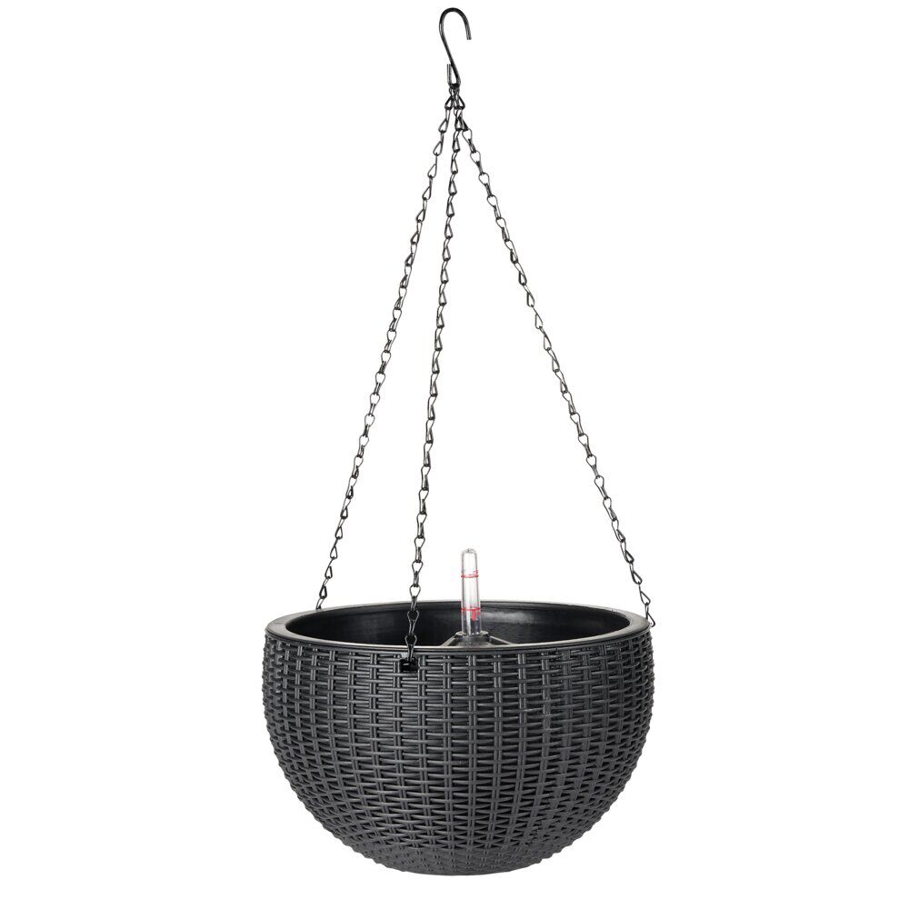 Pot suspendu effet tressé noir