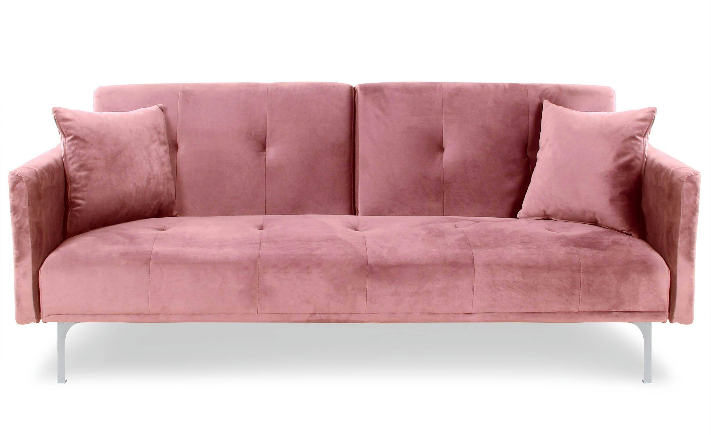 CARLA - Canapé convertible clic-clac 3 places velours rose