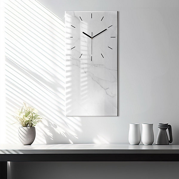 Horloge murale Wallfluent 30x60 cm Aiguilles noires Marbre décoratif 1 pcs