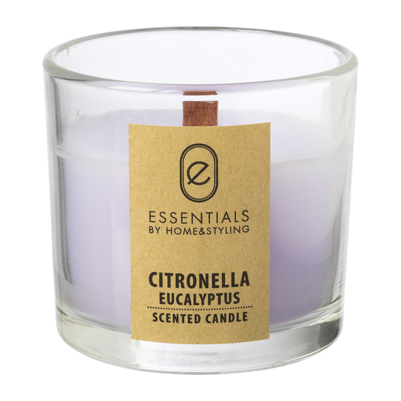 Citronella kaars in glas - diverse varianten - &Oslash;8x7.5 cm